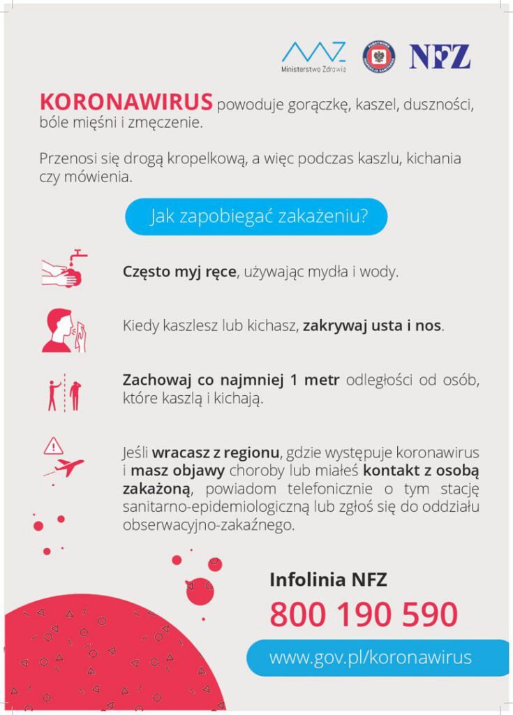 KV plakat A3 DRUK 735x1024 - Apel Głównego Inspektora Sanitarnego w związku z występowaniem koronawirusa w Polsce