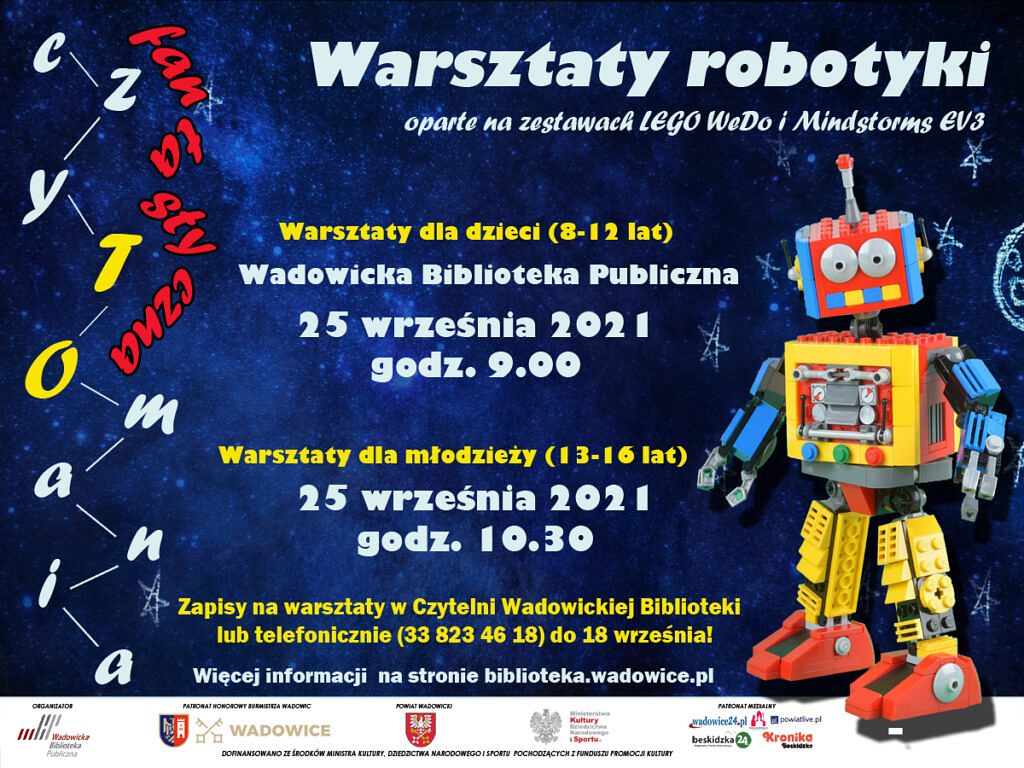 warsztaty robotyki strona wwww 1024x768 - „Fantastyczna czyTOmania” - IV edycja Wadowickiego Festiwalu Książki