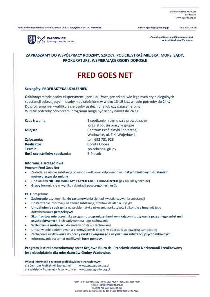 CPS WRP FRED info 2021 1 724x1024 - Zaproszenie do współpracy w realizacji programu profilaktyki selektywnej FreD Goes Net