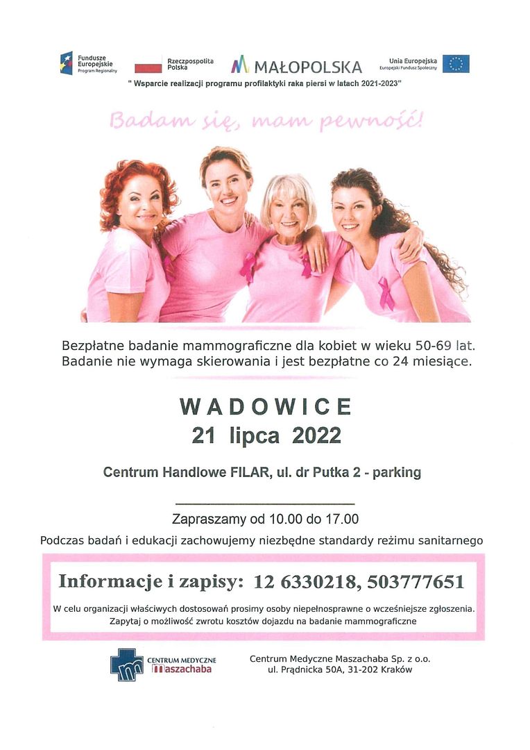 Plakat 3 1 scaled - Nieodpłatne badania mammograficzne dla kobiet w wieku 50-69 lat