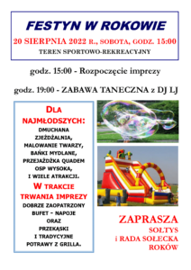 nowy plakat festyn w Rokowie 20 sierpnia 2022 1 212x300 - Festyn w Rokowie